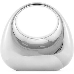 Women's Silver Acrylic Buckle Moon Shape Unique Top handle Crossbody Clutch